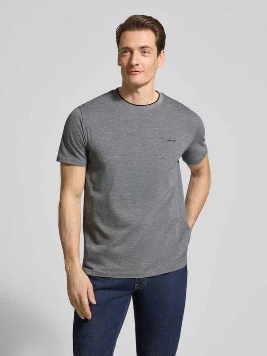 Zdjęcie produktu T-shirt z okrągłym dekoltem i wyhaftowanym logo Gant Granatowy