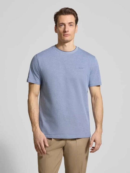 Zdjęcie produktu T-shirt z okrągłym dekoltem i wyhaftowanym logo Gant Królewski niebieski