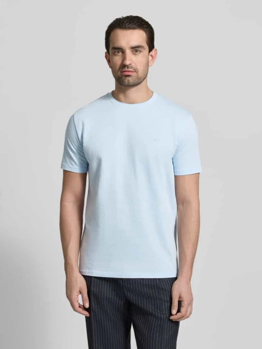 Zdjęcie produktu T-shirt z okrągłym dekoltem i wyhaftowanym logo Gant Jasnoniebieski