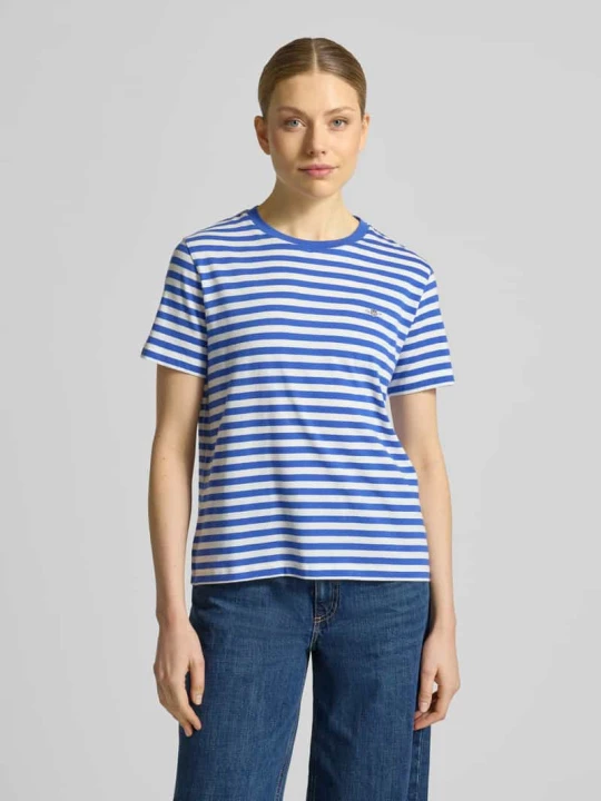 Zdjęcie produktu t-shirt z okrągłym dekoltem i wyhaftowanym logo Gant Królewski niebieski