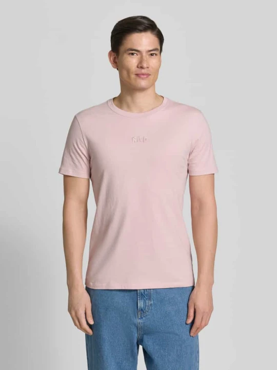 Zdjęcie produktu t-shirt z okrągłym dekoltem i wyhaftowanym logo GAP Średniobrązowy
