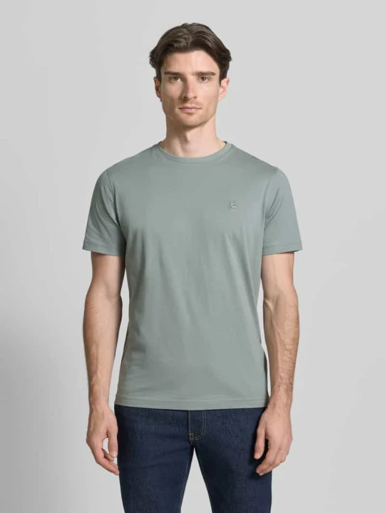 Zdjęcie produktu T-shirt z okrągłym dekoltem i wyhaftowanym logo Lerros Grafitowy