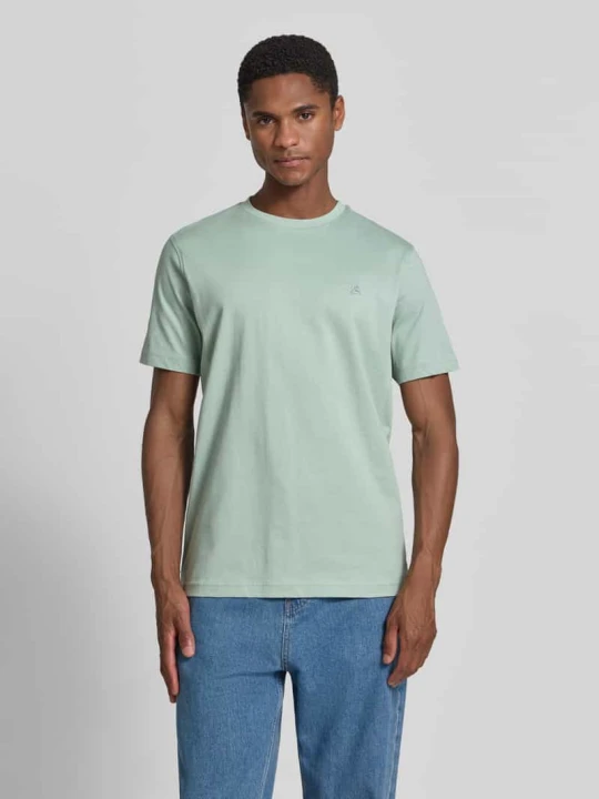Zdjęcie produktu T-shirt z okrągłym dekoltem i wyhaftowanym logo Lerros Limonkowy