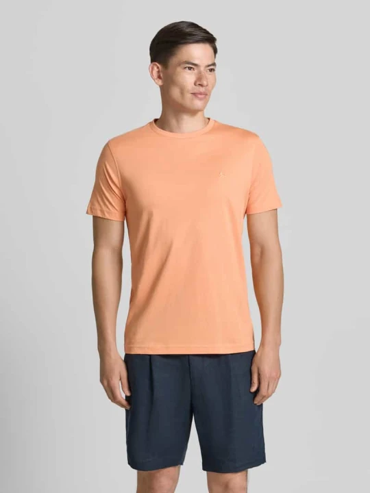 Zdjęcie produktu T-shirt z okrągłym dekoltem i wyhaftowanym logo Lerros Pomarańczowy