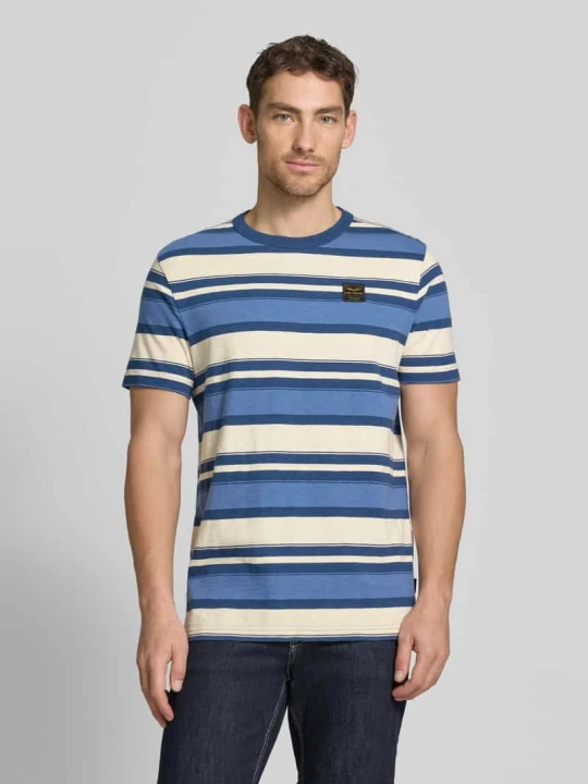 Zdjęcie produktu t-shirt z okrągłym dekoltem i wyhaftowanym logo PME Legend Jeansowy niebieski