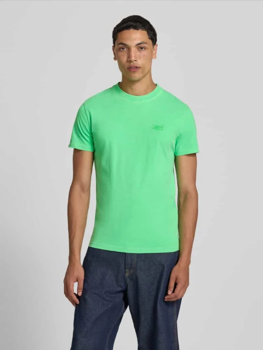 Zdjęcie produktu t-shirt z okrągłym dekoltem i wyhaftowanym logo Superdry Neonowy zielony