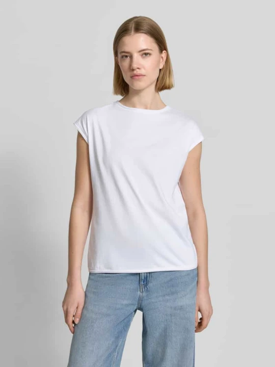 Zdjęcie produktu t-shirt z okrągłym dekoltem i zrolowanym brzegiem Christian Berg Biały