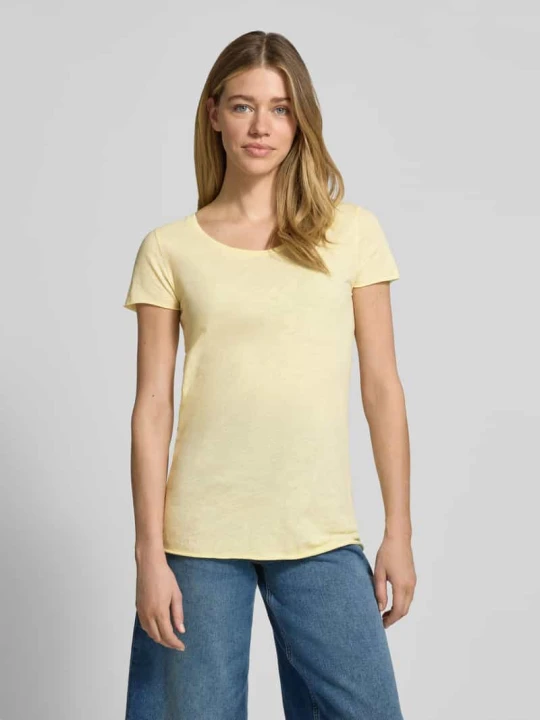 Zdjęcie produktu t-shirt z okrągłym dekoltem i zrolowanym brzegiem Rich & Royal Jasnożółty