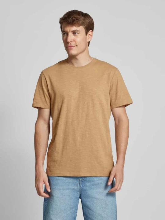 Zdjęcie produktu T-shirt z okrągłym dekoltem model ‘ASPEN’ Selected Homme Beżowy