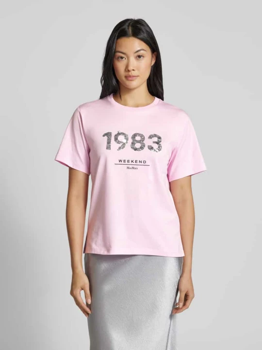 Zdjęcie produktu T-shirt z okrągłym dekoltem model ‘CABINA’ Weekend Max Mara Różowy