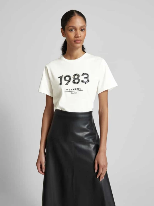 Zdjęcie produktu T-shirt z okrągłym dekoltem model ‘CABINA’ Weekend Max Mara Biały