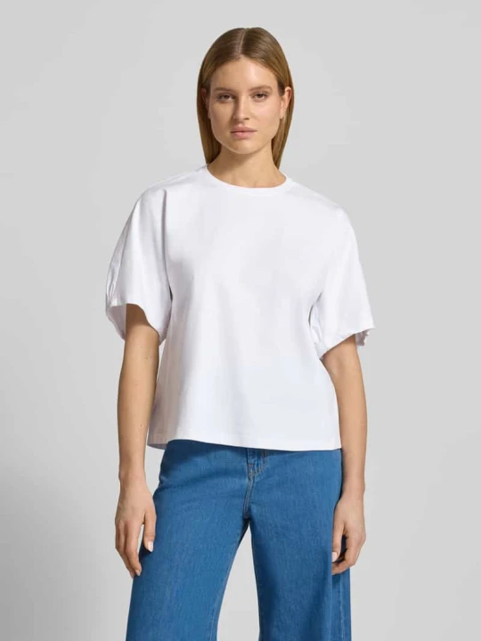 Zdjęcie produktu t-shirt z okrągłym dekoltem model 'CELLULA' MM By Max Mara Biały