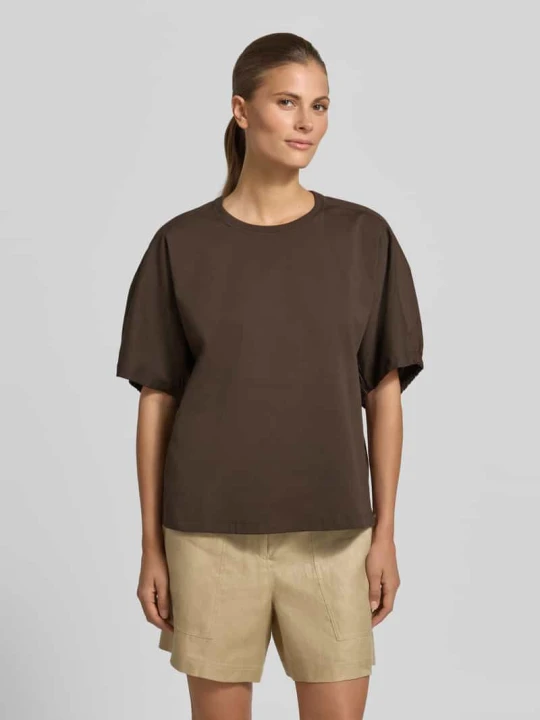 Zdjęcie produktu t-shirt z okrągłym dekoltem model 'CELLULA' MM By Max Mara Ciemnobrązowy