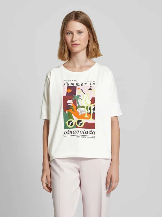 Zdjęcie produktu T-shirt z okrągłym dekoltem model ‘Dacina’ Lieblingsstück Złamany biały