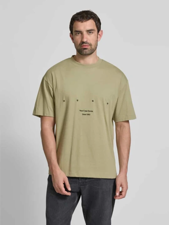 Zdjęcie produktu T-shirt z okrągłym dekoltem model ‘Duwrite’ Hugo Jasnozielony