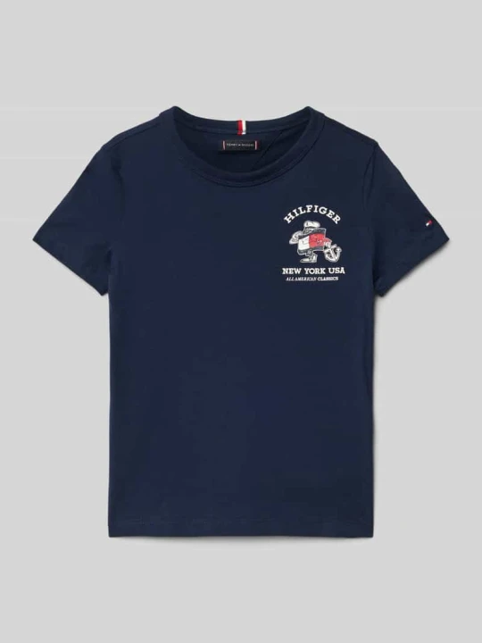 Zdjęcie produktu T-shirt z okrągłym dekoltem model 'FLAG FUN’ Tommy Hilfiger Granatowy