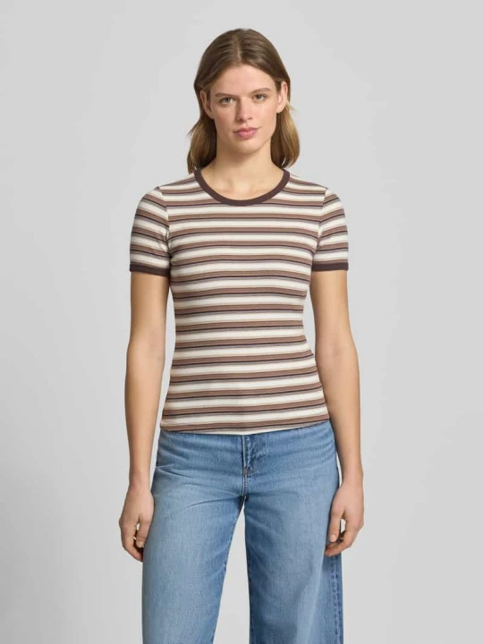 Zdjęcie produktu T-shirt z okrągłym dekoltem model 'FRANKIE' JJXX Jasnobrązowy