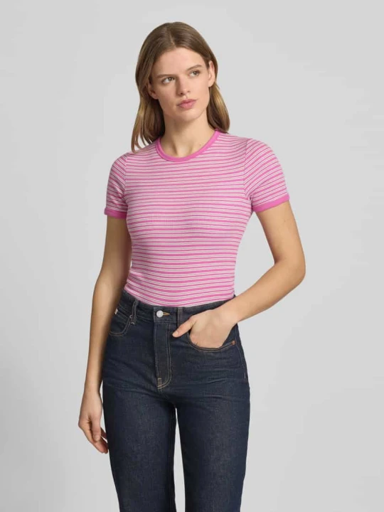 Zdjęcie produktu T-shirt z okrągłym dekoltem model 'FRANKIE' JJXX Mocnoróżowy