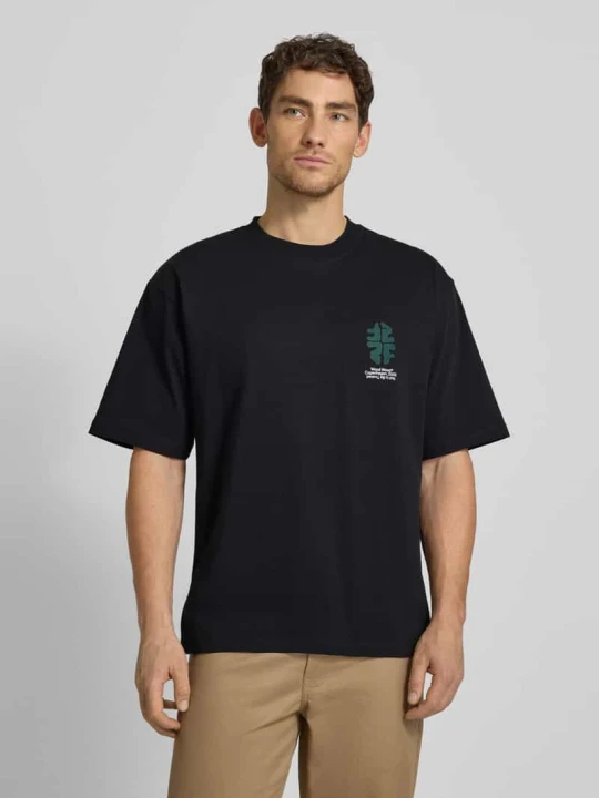 Zdjęcie produktu T-shirt z okrągłym dekoltem Model 'Gary' Wood Wood Czarny