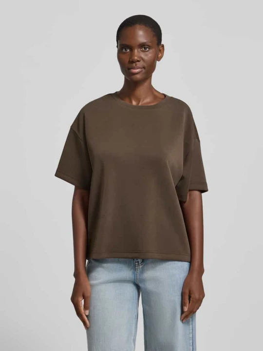 Zdjęcie produktu t-shirt z okrągłym dekoltem model 'Helle' My Essential Wardrobe Czekoladowy