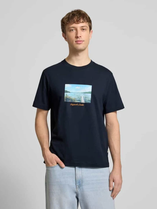 Zdjęcie produktu T-shirt z okrągłym dekoltem Model 'JORNORREBRO' Jack&Jones Granatowy