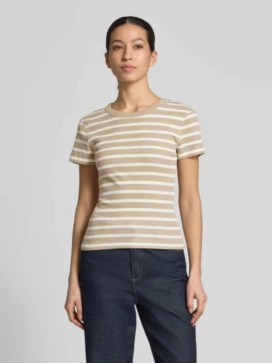 Zdjęcie produktu T-shirt z okrągłym dekoltem model 'KOALE' Drykorn Piaskowy