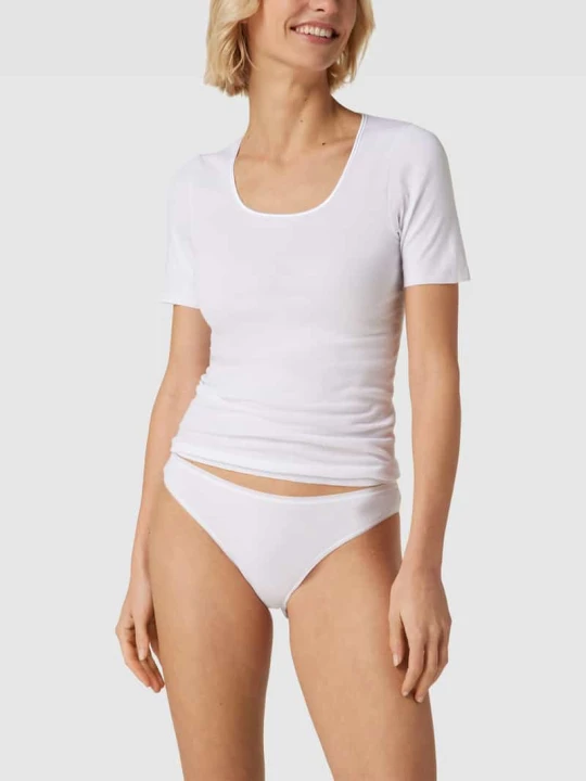 Zdjęcie produktu T-shirt z okrągłym dekoltem model ‘LUXURY’ Schiesser Biały