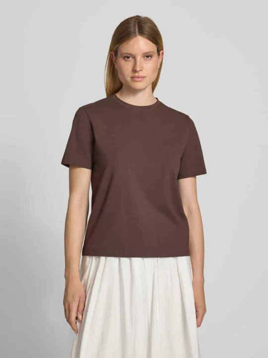 Zdjęcie produktu T-shirt z okrągłym dekoltem model 'NORA' Vila Ciemnobrązowy