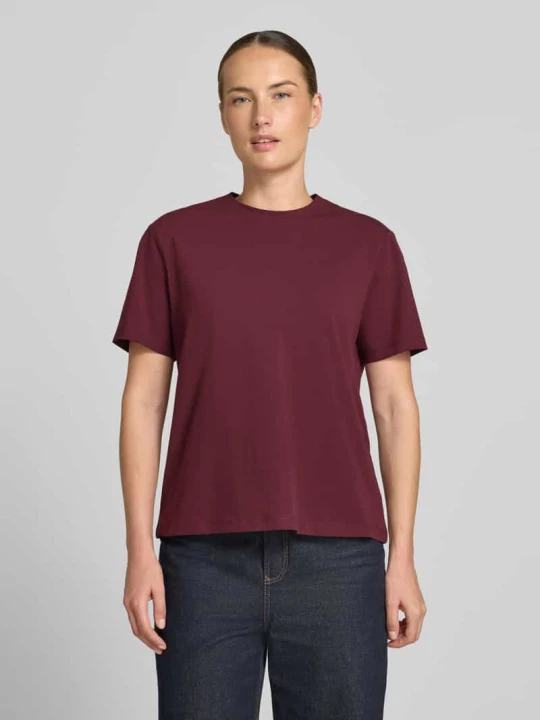 Zdjęcie produktu T-shirt z okrągłym dekoltem model 'NORA' Vila Bordowy