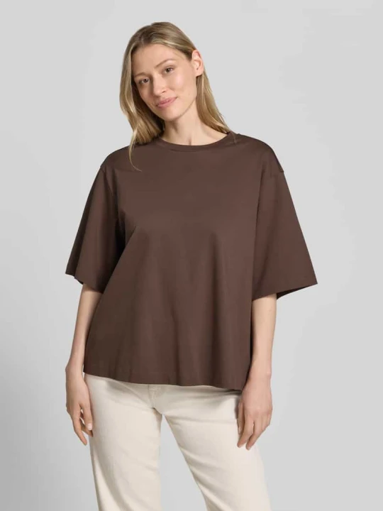 Zdjęcie produktu t-shirt z okrągłym dekoltem model 'PINARA' Drykorn Średniobrązowy