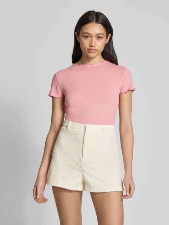 Zdjęcie produktu T-shirt z okrągłym dekoltem model ‘Randi’ EDITED Mocnoróżowy