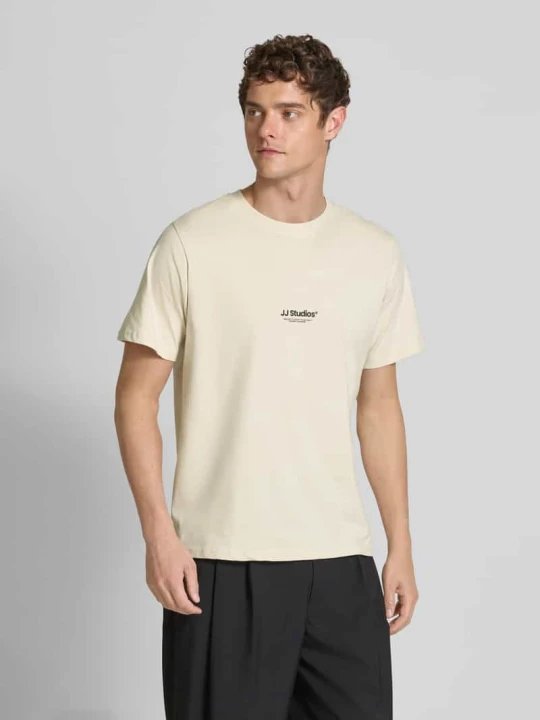Zdjęcie produktu T-shirt z okrągłym dekoltem model 'SOHO' Jack&Jones Beżowy