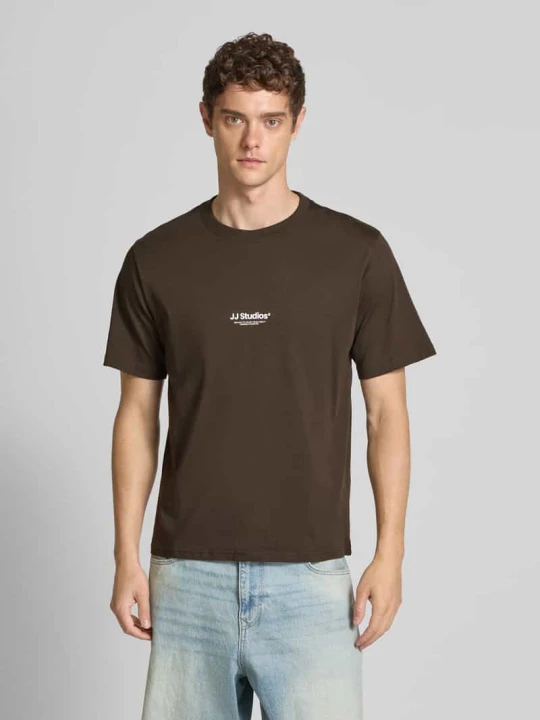 Zdjęcie produktu T-shirt z okrągłym dekoltem model ‘SOHO’ Jack&Jones Ciemnobrązowy