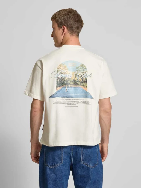 Zdjęcie produktu T-shirt z okrągłym dekoltem PROHIBITED Złamany biały