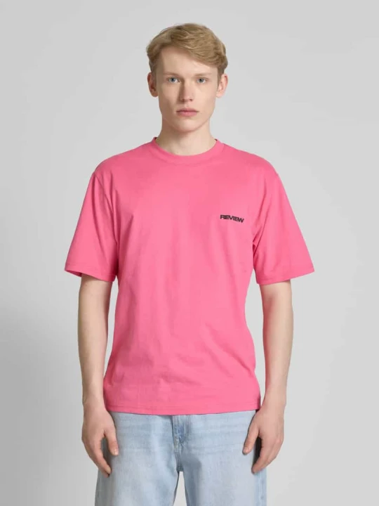 Zdjęcie produktu T-shirt z okrągłym dekoltem REVIEW Mocnoróżowy