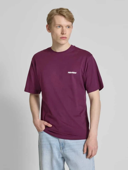 Zdjęcie produktu T-shirt z okrągłym dekoltem REVIEW Śliwkowy