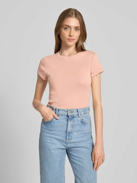 Zdjęcie produktu T-shirt z okrągłym dekoltem REVIEW Brudnoróżowy