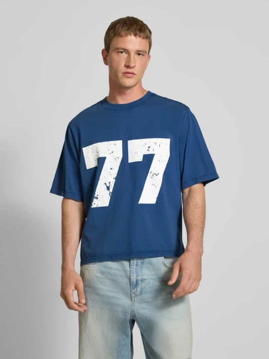Zdjęcie produktu T-shirt z okrągłym dekoltem REVIEW Ciemnoniebieski