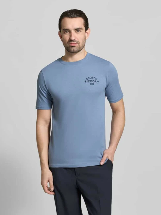 Zdjęcie produktu t-shirt z okrągłym dekoltem Scotch & Soda Jasnoniebieski