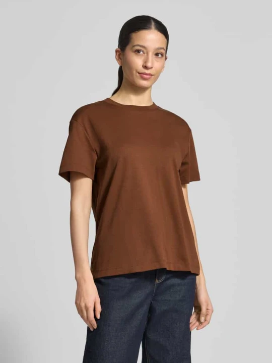 Zdjęcie produktu t-shirt z okrągłym dekoltem Stefanel Orzechowy