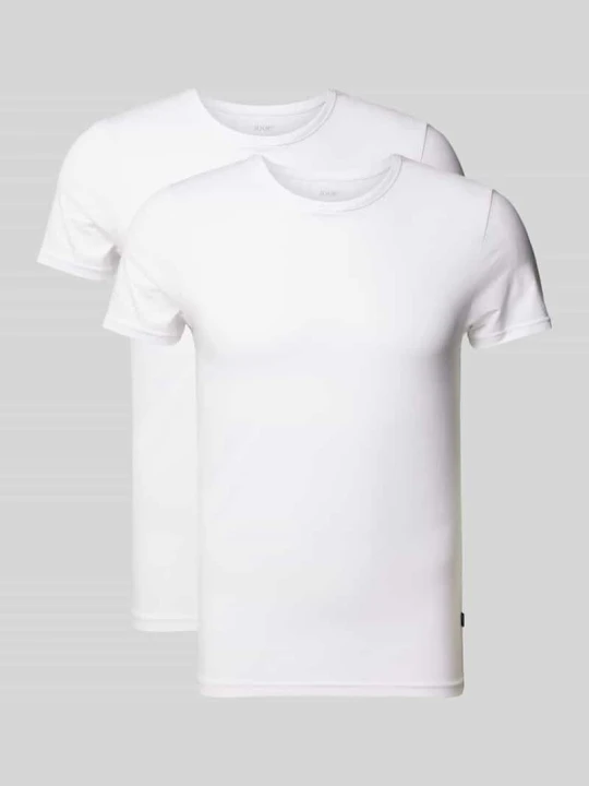 Zdjęcie produktu T-shirt męski JOOP! Collection;Mieszanka bawełny i elastanu;Dopasowany krój;Zestaw 2 szt.;Okrągły dekolt Biały