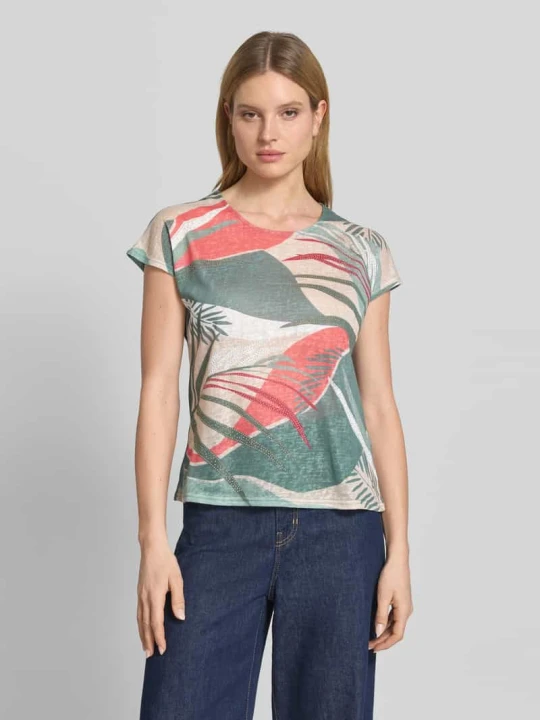 Zdjęcie produktu T-shirt z obszyciem ozdobnymi kamieniami ZABAIONE Jasnozielony