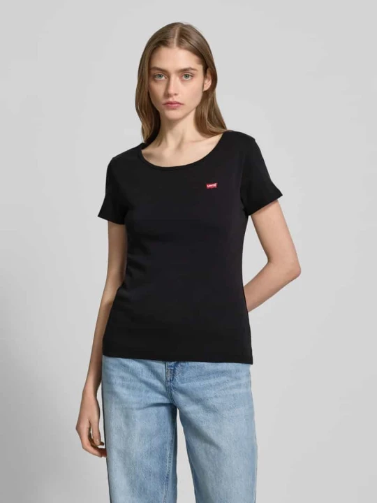 Zdjęcie produktu T-shirt z okrągłym prążkowanym dekoltem w zestawie 2 szt. Levi's Czarny