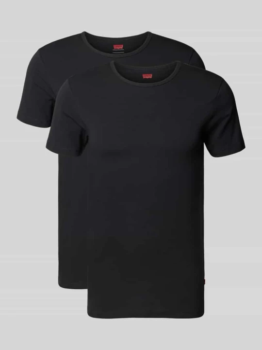 Zdjęcie produktu T-shirt z okrągłym prążkowanym dekoltem w zestawie 2 szt. Levi's Czarny