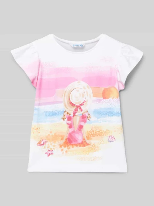 Zdjęcie produktu T-shirt z okrągłym prążkowanym dekoltem w zestawie 2 szt. Mayoral Różowy