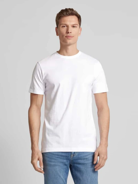 Zdjęcie produktu T-shirt z okrągłym prążkowanym dekoltem w zestawie 2 szt. OLYMP Level 5 Biały