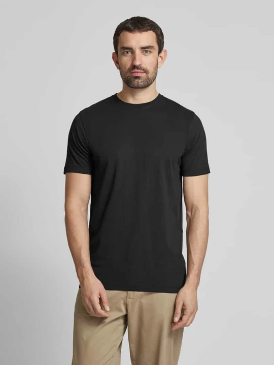 Zdjęcie produktu T-shirt z okrągłym prążkowanym dekoltem w zestawie 2 szt. OLYMP Level 5 Czarny