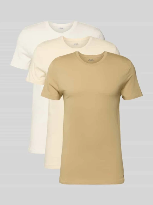 Zdjęcie produktu T-shirt z prążkowanym okrągłym dekoltem w Zestaw 3 szt. Polo Ralph Lauren Beżowy