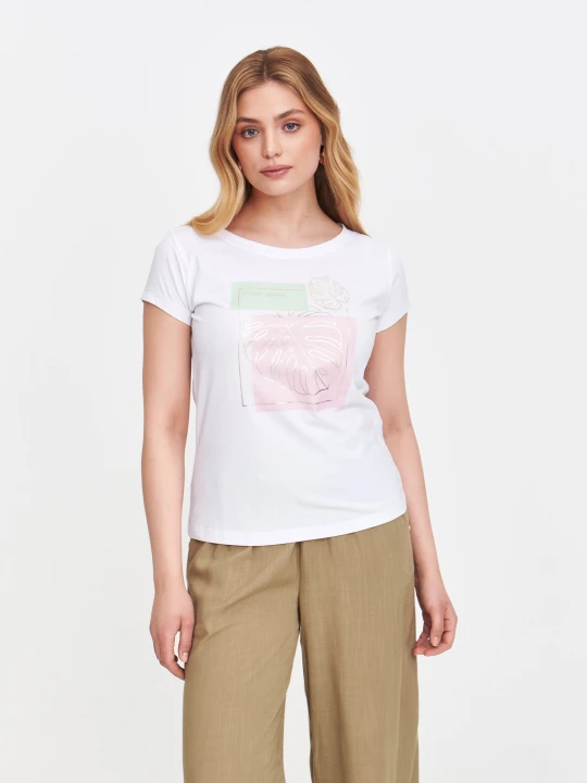 Zdjęcie produktu T-shirt z pastelowym nadrukiem TOP SECRET Biały