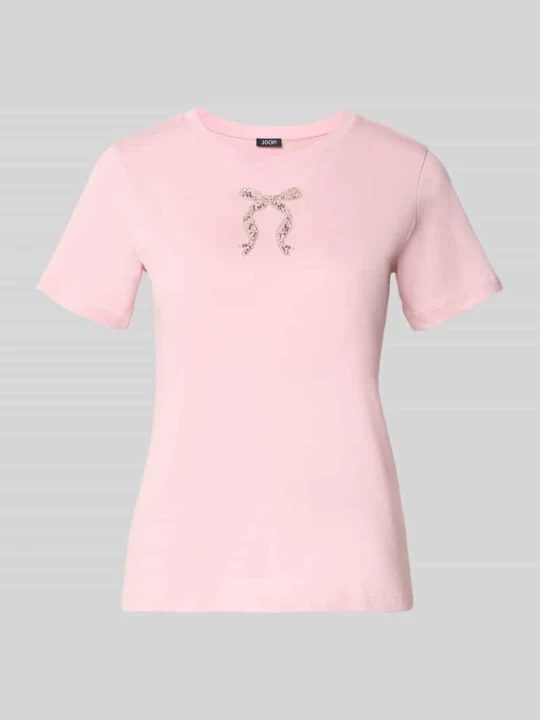 Zdjęcie produktu t-shirt z perłami i okrągłym dekoltem model 'Tamme' JOOP! Mocnoróżowy
